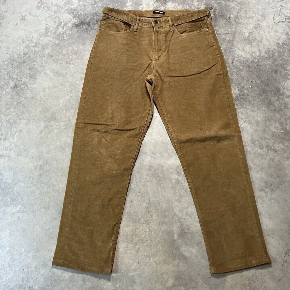 Lands End Corduroy Pants Mens 36 Tan Traditional Fit Stretch Waist Cotton Blend